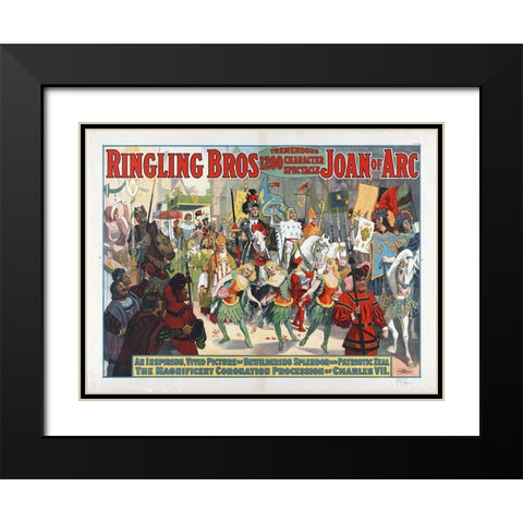 Ringling Bros - Tremendous 1200 Character Spectacle Joan Of Arc Black Modern Wood Framed Art Print with Double Matting by Hollywood Photo Archive