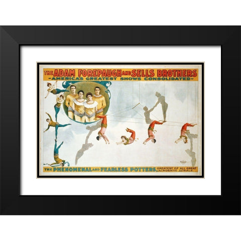The Adam Forepaugh And Sells Borthers Americas Greatest Shows Consolidated - The Phenomenal And Fear Black Modern Wood Framed Art Print with Double Matting by Hollywood Photo Archive