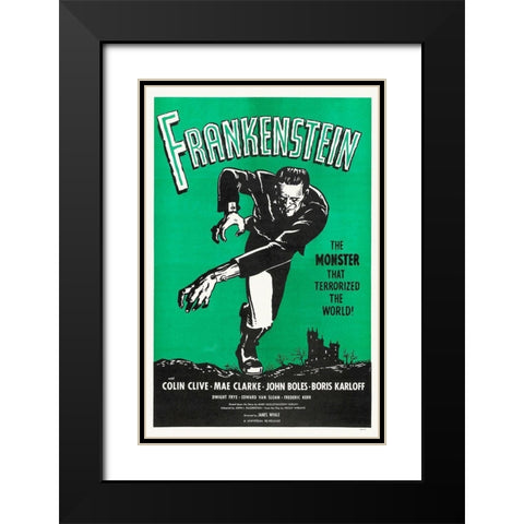 Frankenstein Rerelease 1960 Black Modern Wood Framed Art Print with Double Matting by Hollywood Photo Archive