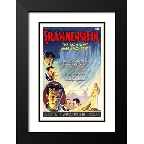 Frankenstein Black Modern Wood Framed Art Print with Double Matting by Hollywood Photo Archive