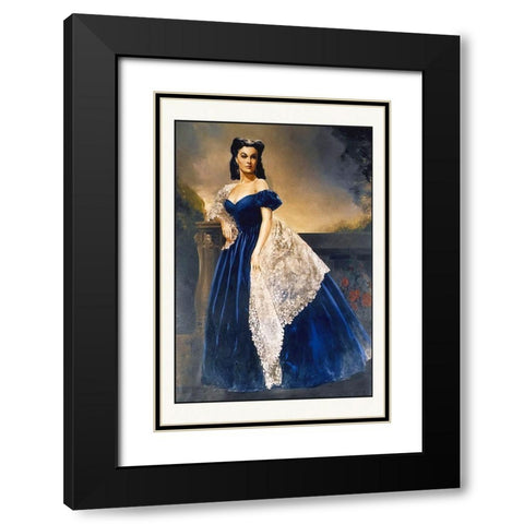 Gone With the Wind Principle Cast Portrait Scarlett O Hara Black Modern Wood Framed Art Print with Double Matting by Hollywood Photo Archive