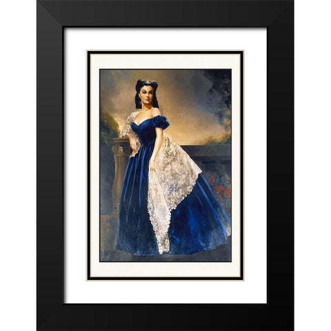 Gone With the Wind Principle Cast Portrait Scarlett O Hara Black Modern Wood Framed Art Print with Double Matting by Hollywood Photo Archive