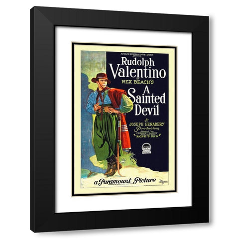 Rudolph Valentino - A Sainted Devil - 1924 Black Modern Wood Framed Art Print with Double Matting by Hollywood Photo Archive