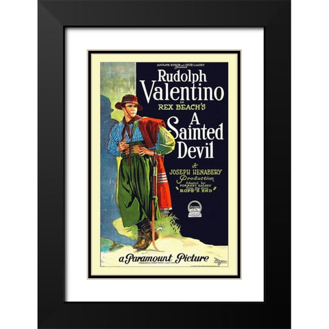 Rudolph Valentino - A Sainted Devil - 1924 Black Modern Wood Framed Art Print with Double Matting by Hollywood Photo Archive