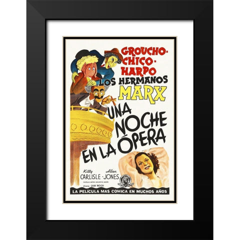 Marx Brothers - French - A Night at the Opera 02 Black Modern Wood Framed Art Print with Double Matting by Hollywood Photo Archive