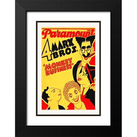 Marx Brothers - Monkey Business 01 Black Modern Wood Framed Art Print with Double Matting by Hollywood Photo Archive