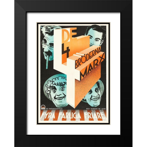Marx Brothers - Swedish - Horse Feathers 01 Black Modern Wood Framed Art Print with Double Matting by Hollywood Photo Archive