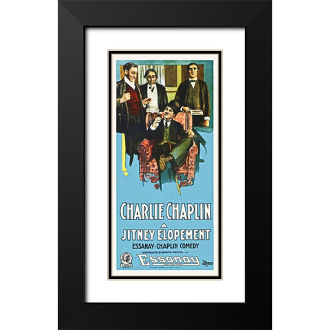 Charlie Chaplin - A Jitney Elopement, 1915 Black Modern Wood Framed Art Print with Double Matting by Hollywood Photo Archive