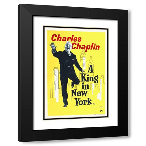 Charlie Chaplin - A King in New York, 1957 Black Modern Wood Framed Art Print with Double Matting by Hollywood Photo Archive