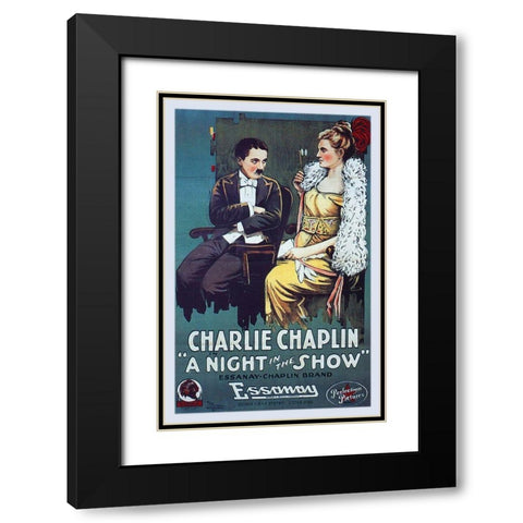 Charlie Chaplin - A Night in the Show, 1915 Black Modern Wood Framed Art Print with Double Matting by Hollywood Photo Archive