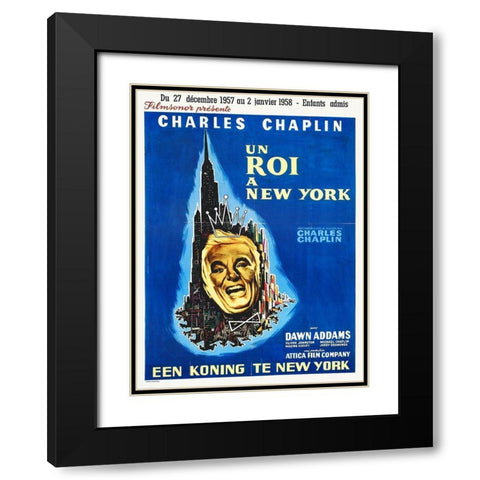Charlie Chaplin - French - A King in New York, 1957 Black Modern Wood Framed Art Print with Double Matting by Hollywood Photo Archive