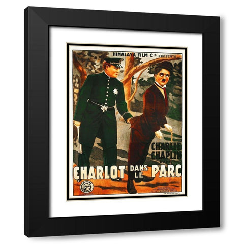 Charlie Chaplin - French - In the Park, 1916 Black Modern Wood Framed Art Print with Double Matting by Hollywood Photo Archive