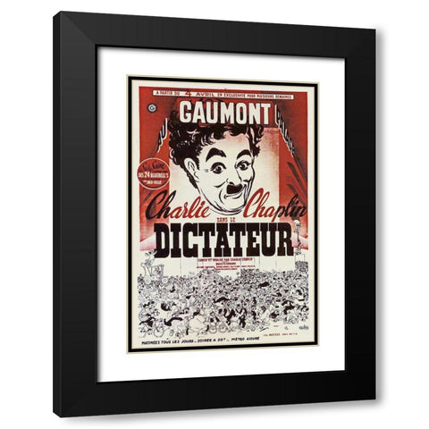 Charlie Chaplin - French - The Great Dictator, 1940 Black Modern Wood Framed Art Print with Double Matting by Hollywood Photo Archive