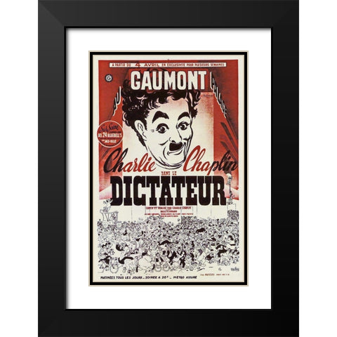 Charlie Chaplin - French - The Great Dictator, 1940 Black Modern Wood Framed Art Print with Double Matting by Hollywood Photo Archive