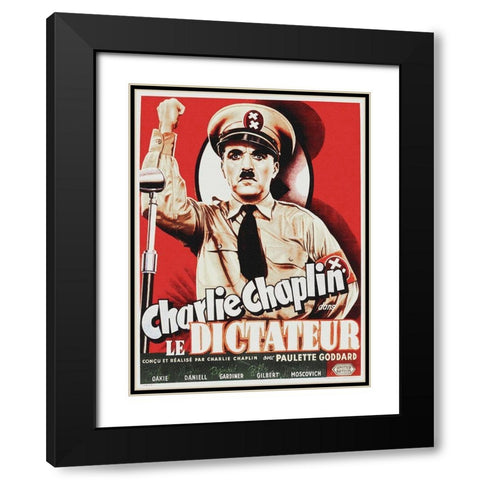 Charlie Chaplin - French - The Great Dictator, 1940 Black Modern Wood Framed Art Print with Double Matting by Hollywood Photo Archive