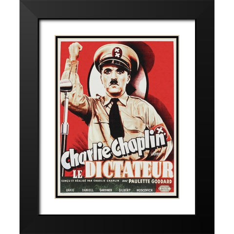 Charlie Chaplin - French - The Great Dictator, 1940 Black Modern Wood Framed Art Print with Double Matting by Hollywood Photo Archive