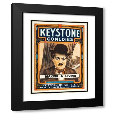Charlie Chaplin - Making A Living, 1914 Black Modern Wood Framed Art Print with Double Matting by Hollywood Photo Archive