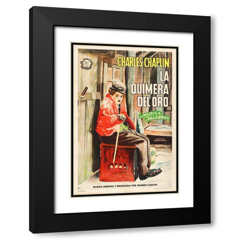 Charlie Chaplin - Spanish - The Gold Rush Black Modern Wood Framed Art Print with Double Matting by Hollywood Photo Archive