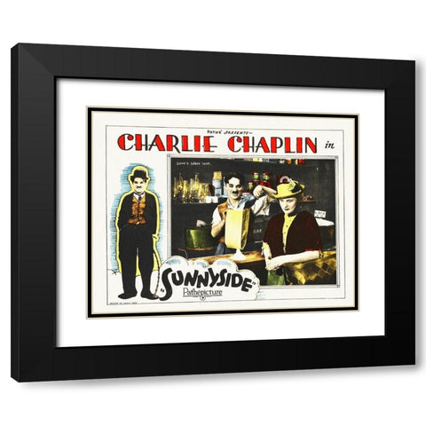 Charlie Chaplin - Sunnyside, 1915 Black Modern Wood Framed Art Print with Double Matting by Hollywood Photo Archive