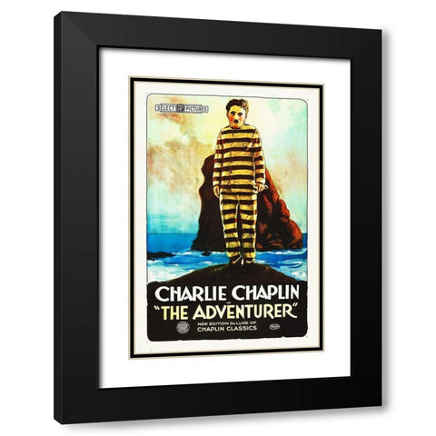 Charlie Chaplin - The Adventurer, 1915 Black Modern Wood Framed Art Print with Double Matting by Hollywood Photo Archive