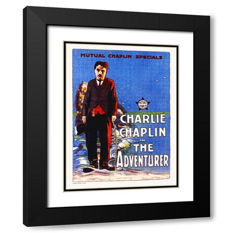 Charlie Chaplin - The Adventurer, 1917 Black Modern Wood Framed Art Print with Double Matting by Hollywood Photo Archive