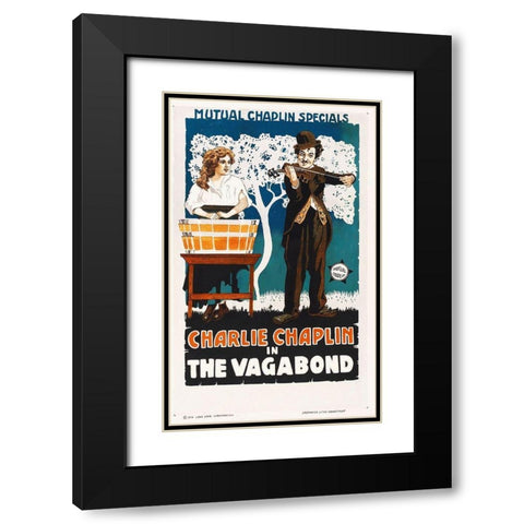 Charlie Chaplin - The Vagabond, 1916 Black Modern Wood Framed Art Print with Double Matting by Hollywood Photo Archive