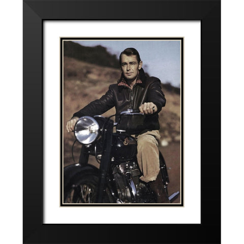 Alan Ladd Black Modern Wood Framed Art Print with Double Matting by Hollywood Photo Archive