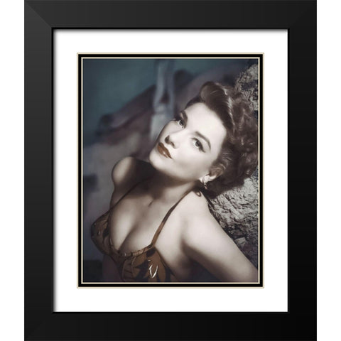 Anne Baxter Black Modern Wood Framed Art Print with Double Matting by Hollywood Photo Archive