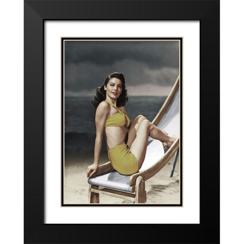Ave Gardner Black Modern Wood Framed Art Print with Double Matting by Hollywood Photo Archive