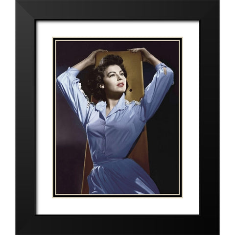 Ave Gardner Black Modern Wood Framed Art Print with Double Matting by Hollywood Photo Archive