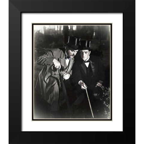 Basil Rathbone with Nigel Bruce Black Modern Wood Framed Art Print with Double Matting by Hollywood Photo Archive