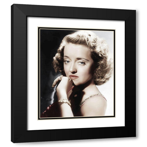 Bette Davis Black Modern Wood Framed Art Print with Double Matting by Hollywood Photo Archive