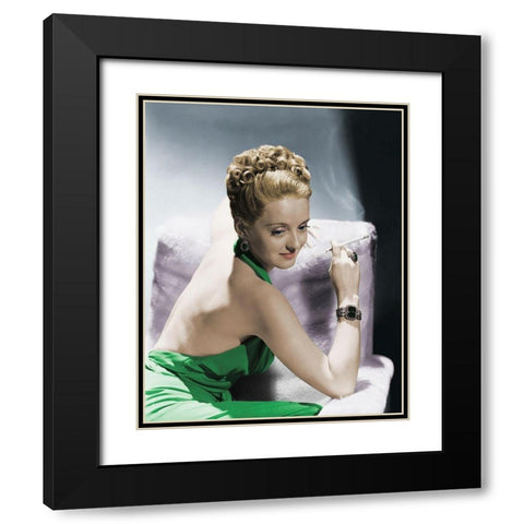 Bette Davis Black Modern Wood Framed Art Print with Double Matting by Hollywood Photo Archive
