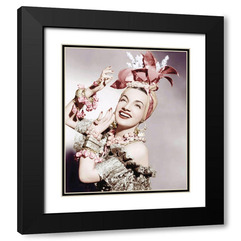 Carmen Miranda Black Modern Wood Framed Art Print with Double Matting by Hollywood Photo Archive