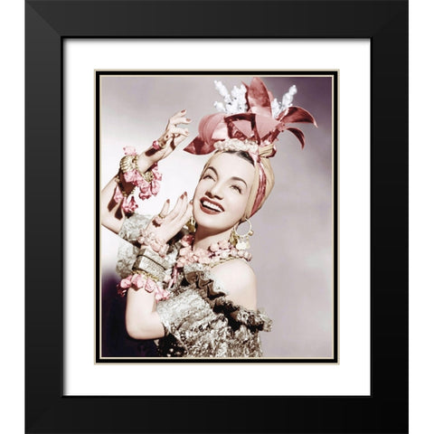 Carmen Miranda Black Modern Wood Framed Art Print with Double Matting by Hollywood Photo Archive
