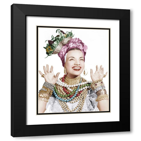 Carmen Miranda Black Modern Wood Framed Art Print with Double Matting by Hollywood Photo Archive