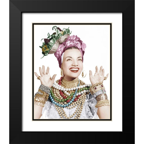 Carmen Miranda Black Modern Wood Framed Art Print with Double Matting by Hollywood Photo Archive