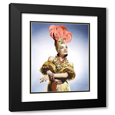 Carmen Miranda Black Modern Wood Framed Art Print with Double Matting by Hollywood Photo Archive