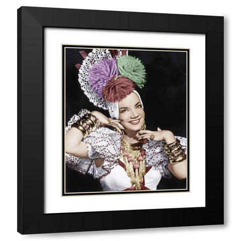 Carmen Miranda Black Modern Wood Framed Art Print with Double Matting by Hollywood Photo Archive