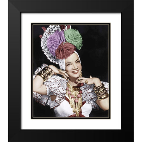 Carmen Miranda Black Modern Wood Framed Art Print with Double Matting by Hollywood Photo Archive