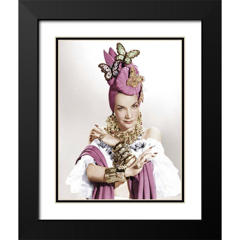 Carmen Miranda Black Modern Wood Framed Art Print with Double Matting by Hollywood Photo Archive