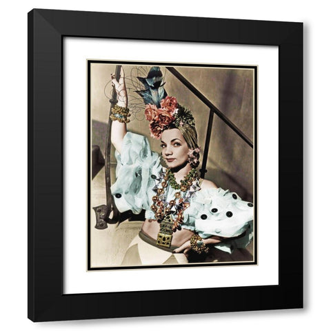 Carmen Miranda Black Modern Wood Framed Art Print with Double Matting by Hollywood Photo Archive