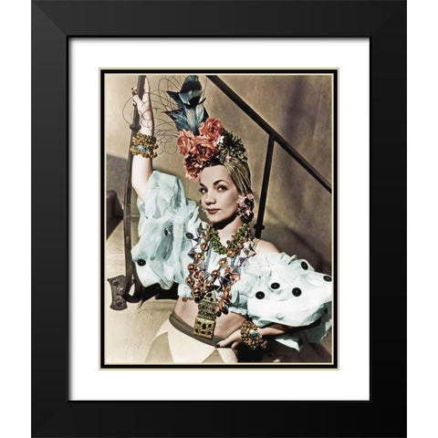Carmen Miranda Black Modern Wood Framed Art Print with Double Matting by Hollywood Photo Archive