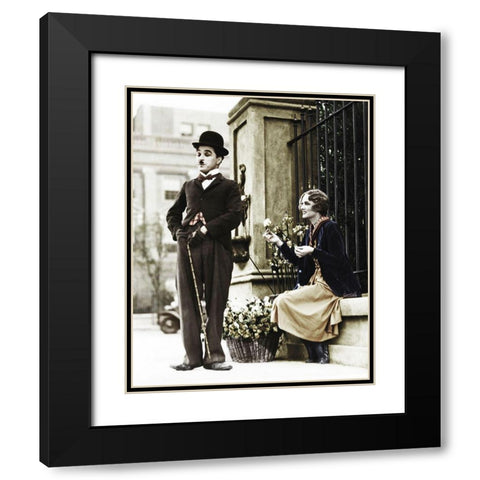 Charlie Chaplin Black Modern Wood Framed Art Print with Double Matting by Hollywood Photo Archive
