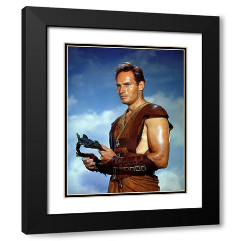 Charlton Heston Black Modern Wood Framed Art Print with Double Matting by Hollywood Photo Archive