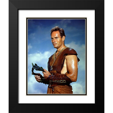 Charlton Heston Black Modern Wood Framed Art Print with Double Matting by Hollywood Photo Archive
