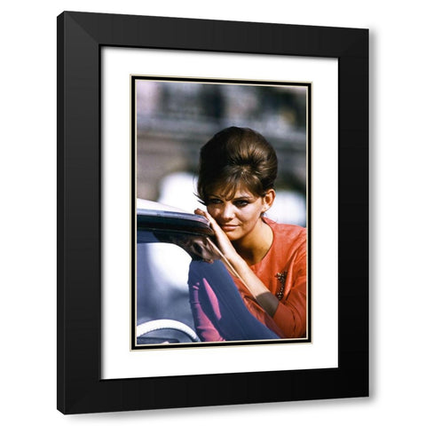 Claudia Cardinale Black Modern Wood Framed Art Print with Double Matting by Hollywood Photo Archive