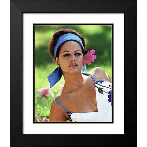 Claudia Cardinale Black Modern Wood Framed Art Print with Double Matting by Hollywood Photo Archive