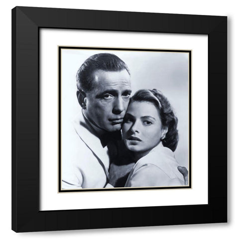 Humphrey Bogart with Ingrid Bergman - Casablanca Black Modern Wood Framed Art Print with Double Matting by Hollywood Photo Archive