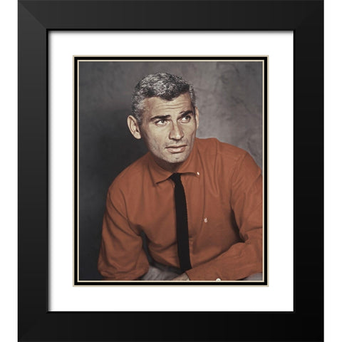Jeff Chandler Black Modern Wood Framed Art Print with Double Matting by Hollywood Photo Archive